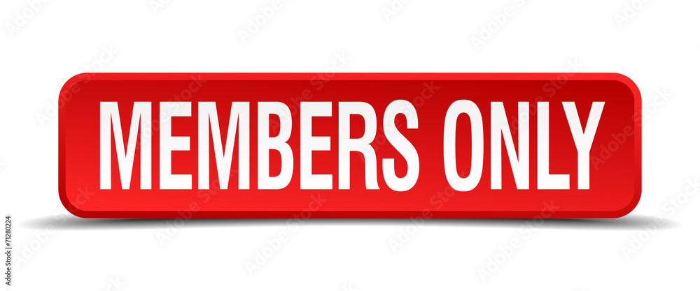 members only red 3d square button isolated on white members only red 3d square button isolated on white