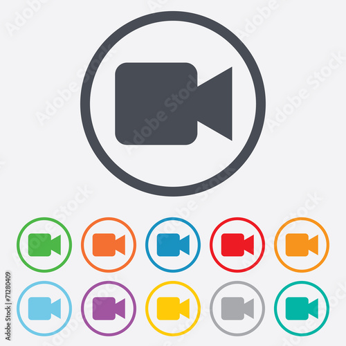 Video camera sign icon. Video content button.