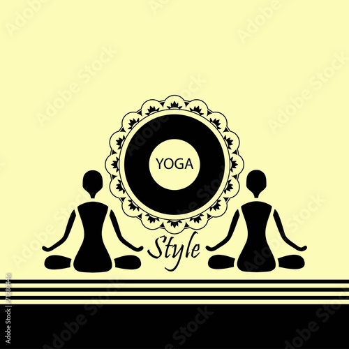 emblem yoga two human figures in a lotus silue