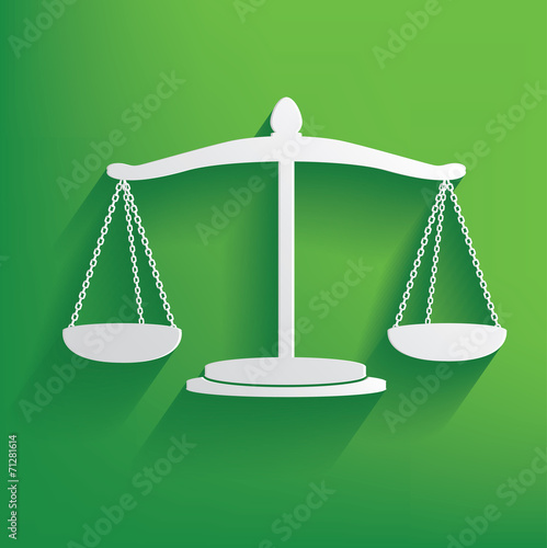 Justice symbol on green background,clean vector