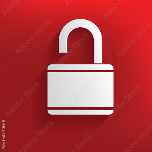 Unlock design on red background,clean vector