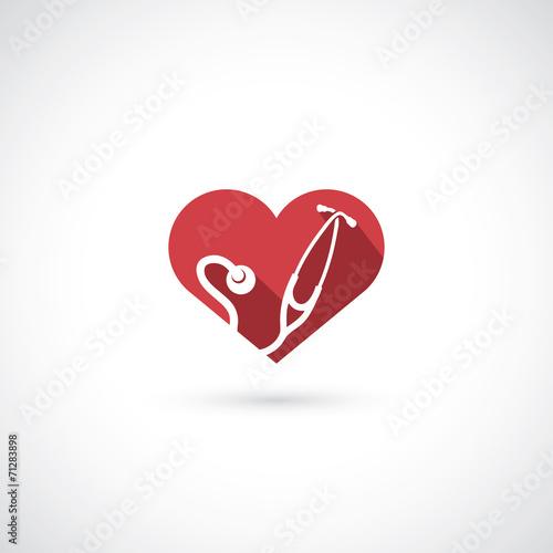 Symbol of heart with stethoscope