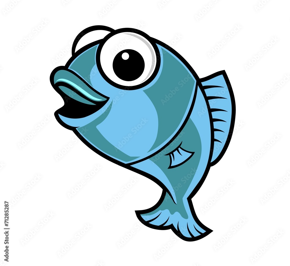 fish cartoon blue Stock Illustration