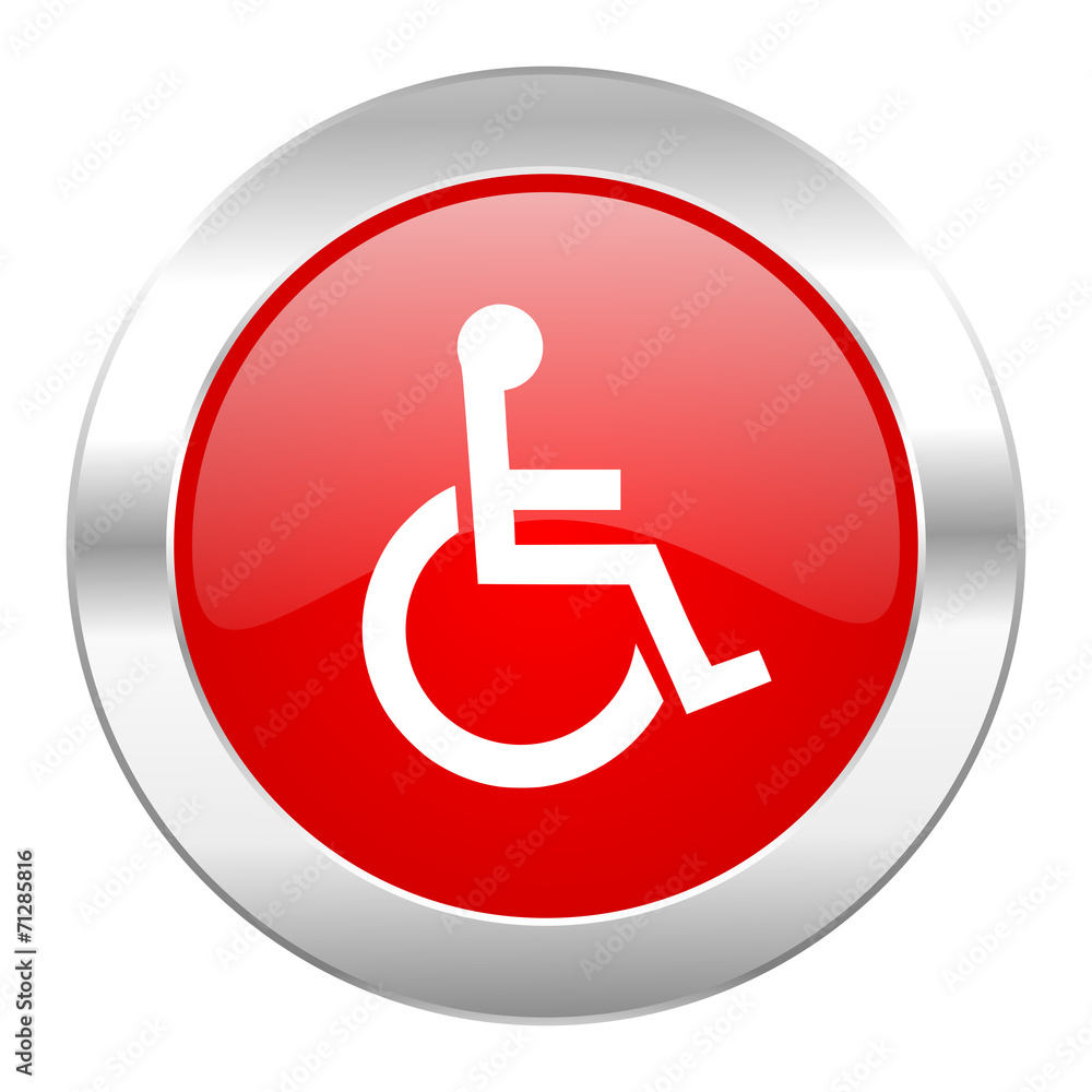 wheelchair red circle chrome web icon isolated wheelchair red circle chrome web icon isolated