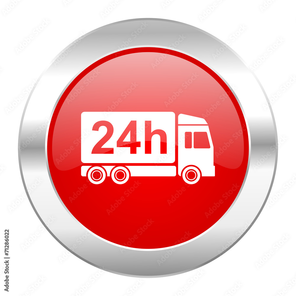 delivery red circle chrome web icon isolated