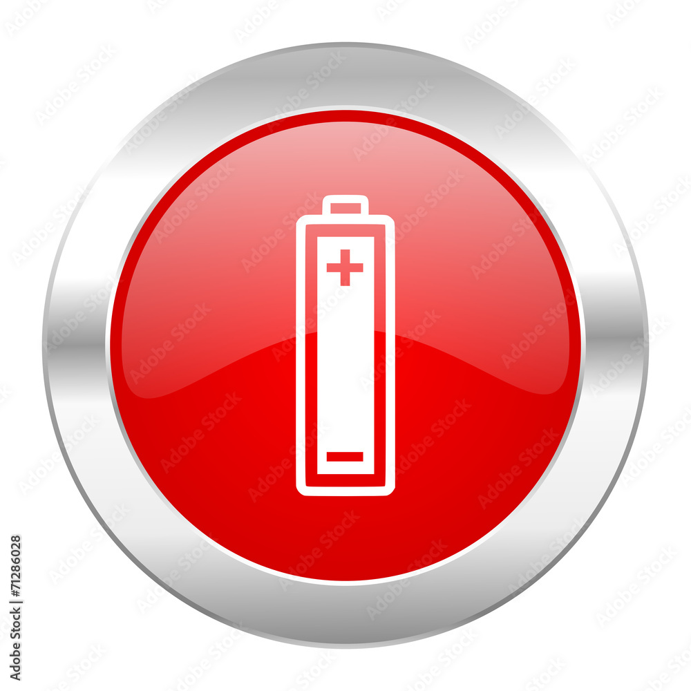 battery red circle chrome web icon isolated battery red circle chrome web icon isolated