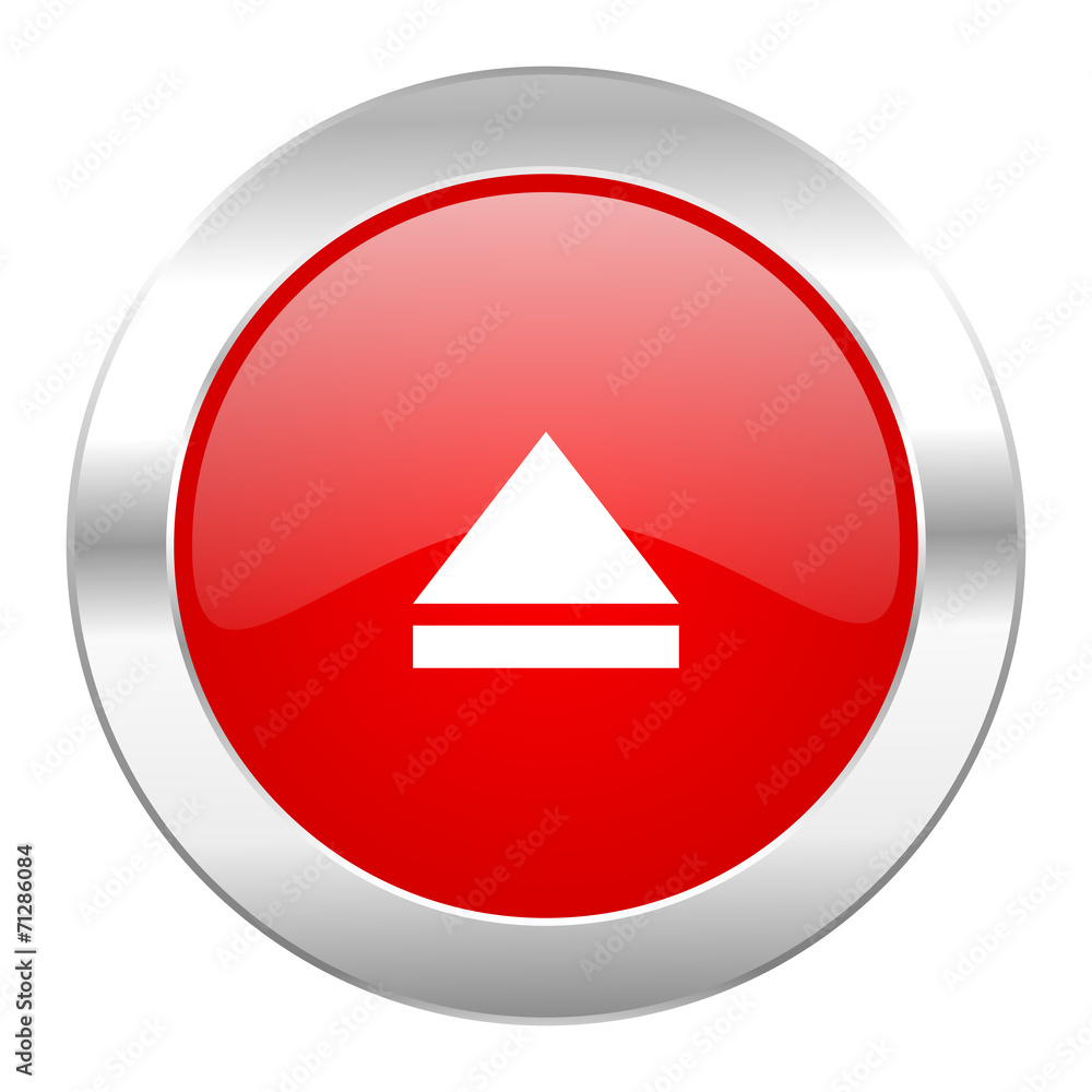 eject red circle chrome web icon isolated eject red circle chrome web icon isolated