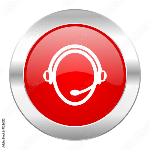 customer service red circle chrome web icon isolated