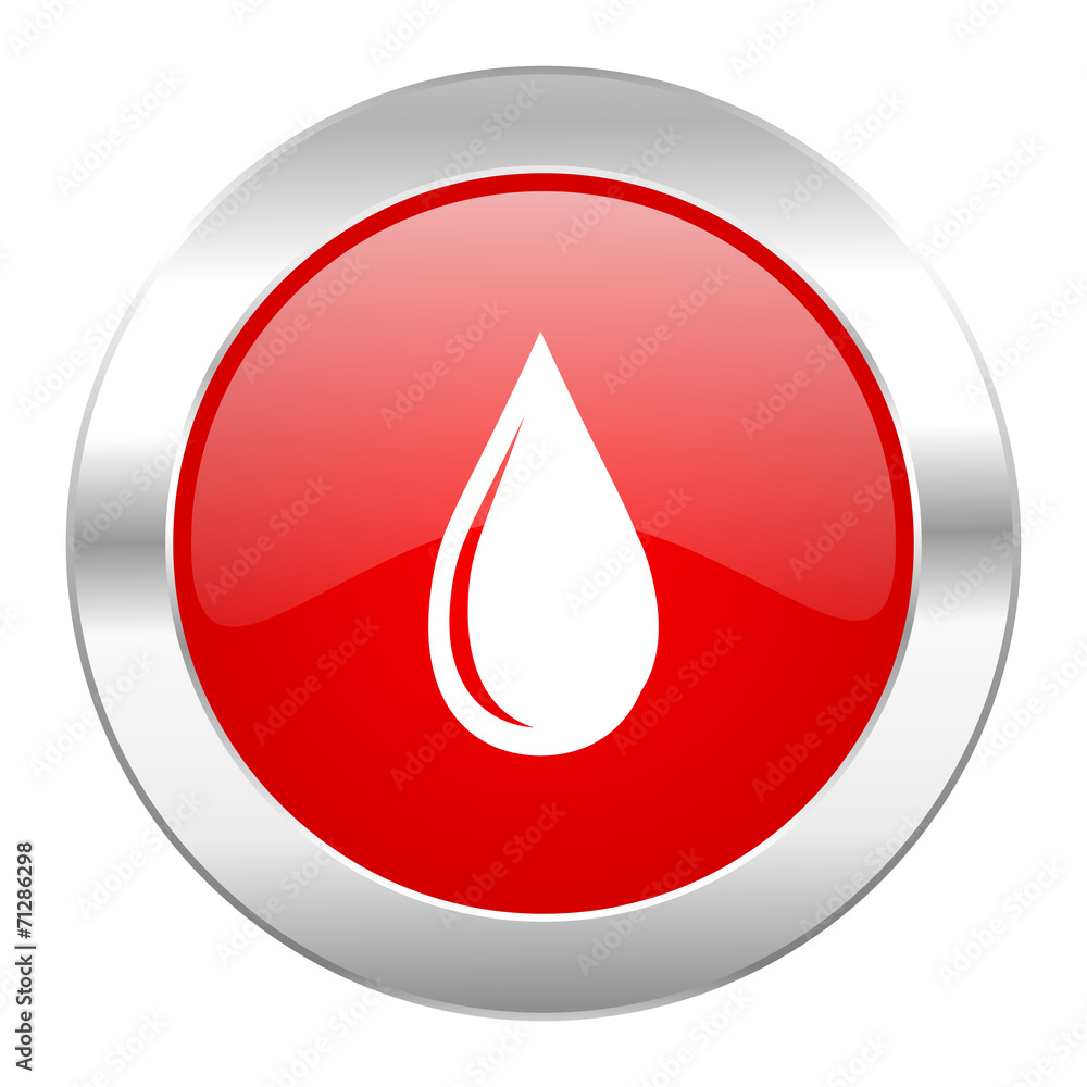 water drop red circle chrome web icon isolated water drop red circle chrome web icon isolated