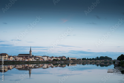 Saône River at Mâcon Saône et Loire Bourgogne France at twili