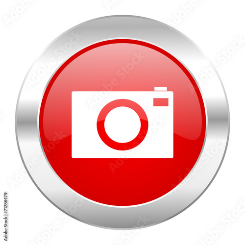 camera red circle chrome web icon isolated