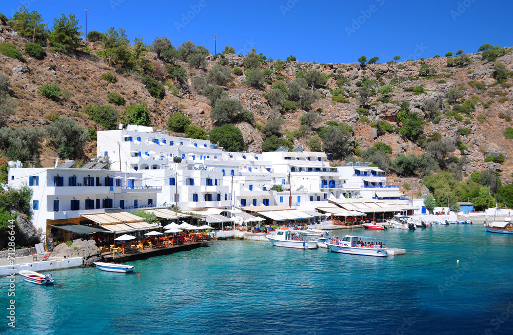 Greek coastline village of Loutro in southern Crete