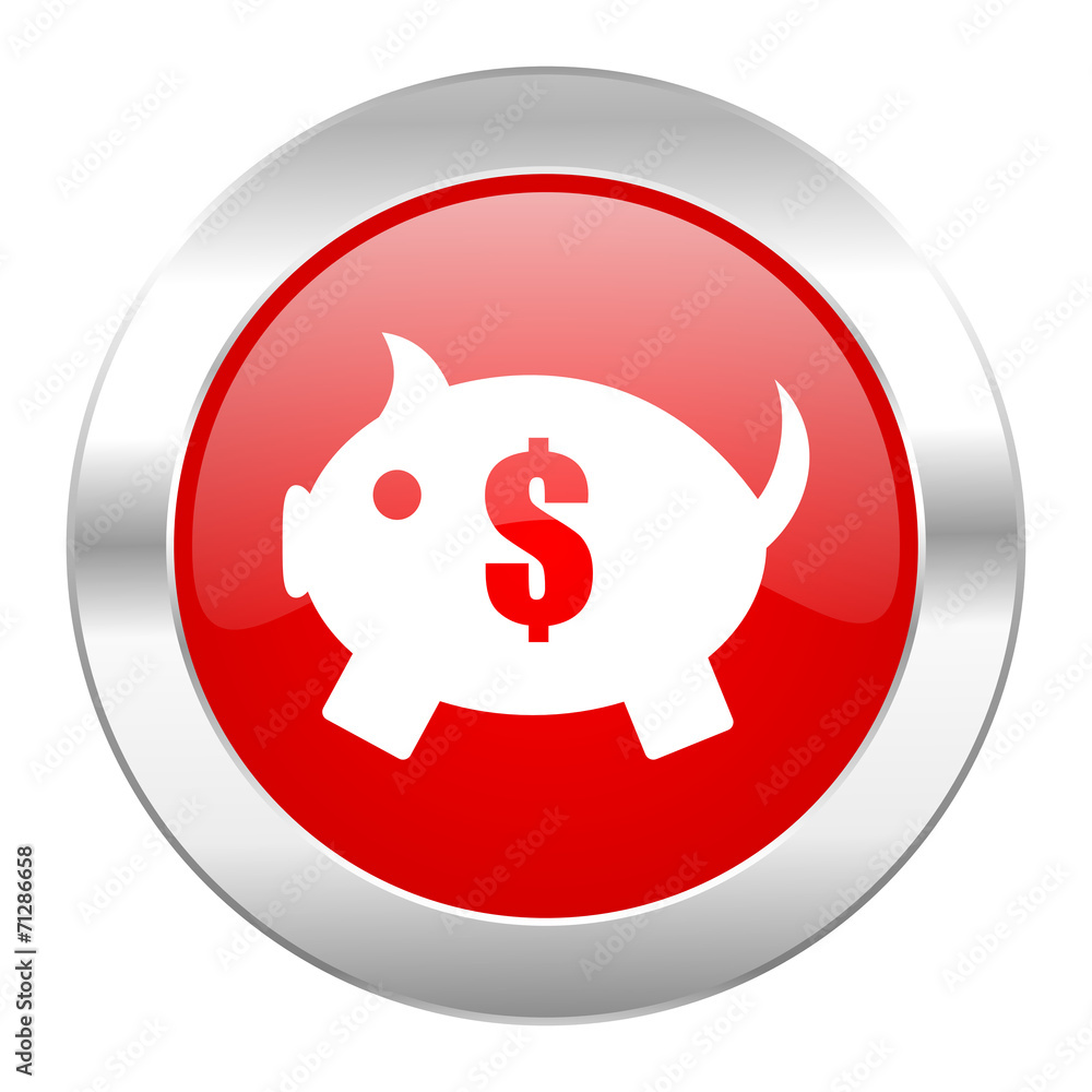 piggy bank red circle chrome web icon isolated piggy bank red circle chrome web icon isolated