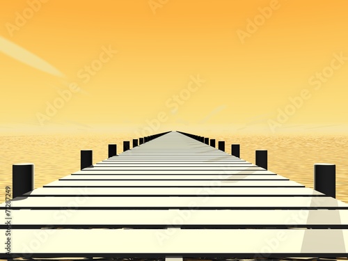 Zeezicht in de ochtend - pier in perspectief photo