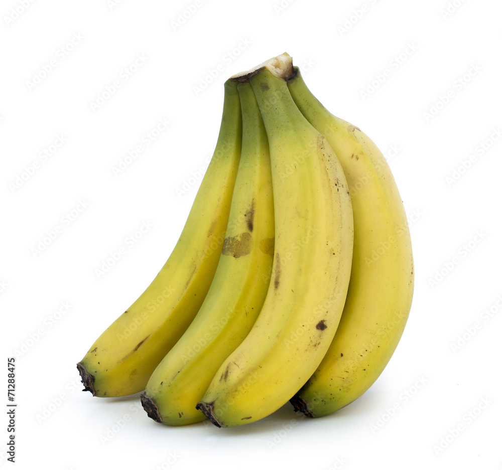 Canary bananas on white background