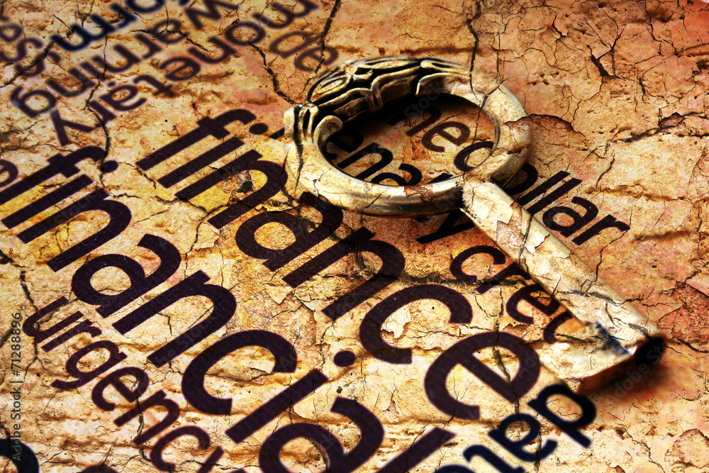 Naklejka premium Golden key and finance concept