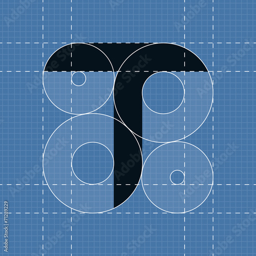 Round engineering font. Symbol T