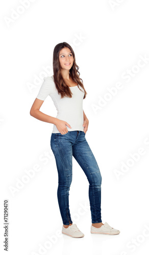 Beautiful young girl with jeans