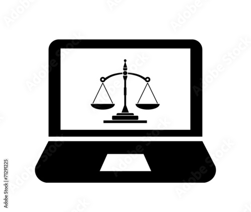 Tableau sur toile Justice dans un ordinateur portable