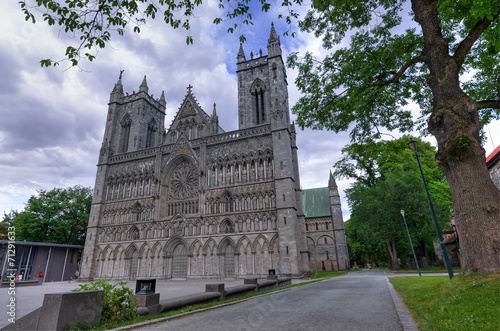 Park view for Nidaros cathedral in Trondheim