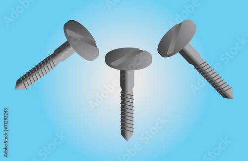 Screws on blue background