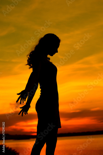 Silhouette of the beautiful mother