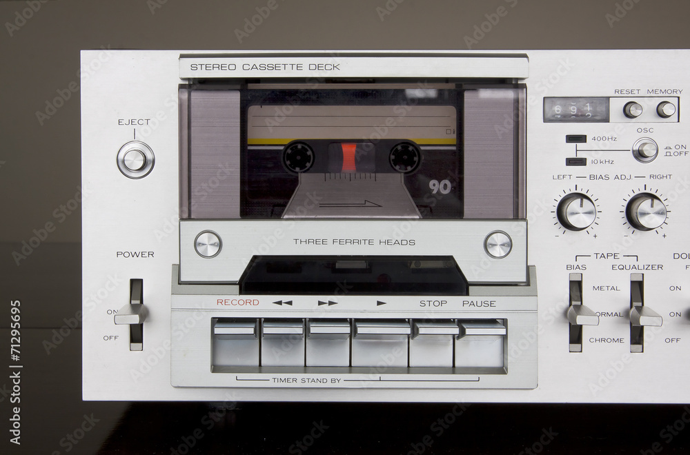 Obraz premium Vintage Stereo Cassette Tape Deck Recorder Front