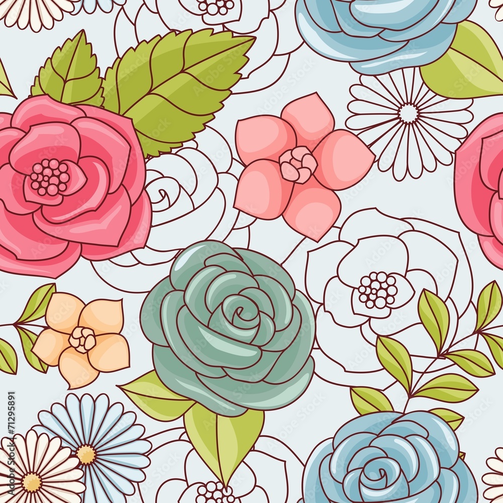 Seamless pattern with flowers. Seamless pattern with flowers.