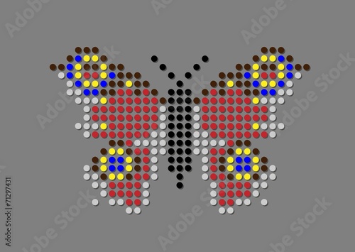 Stylized illustration of butterfly, colorfull circles