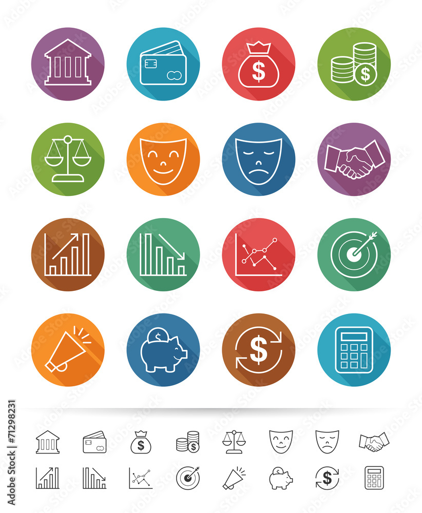 Simple line style : Financial investment icons set Simple line style : Financial investment icons set