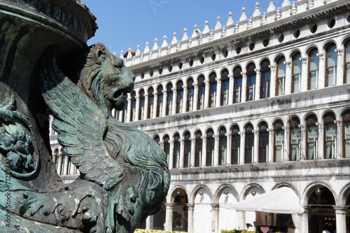 Winged lion statue on Piazza San Marco, Venice, Italy