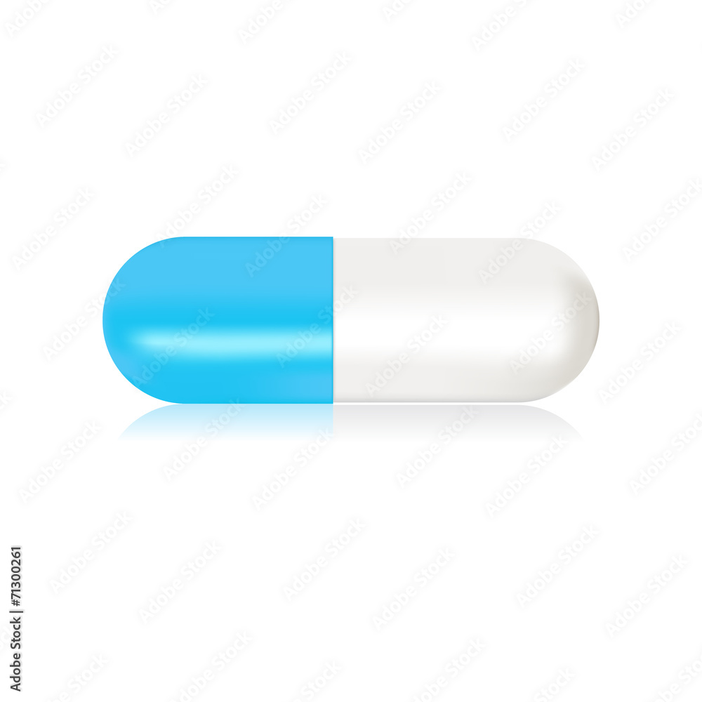 Illustration of blue and white capsule pill vector Stock Vector | Adobe  Stock