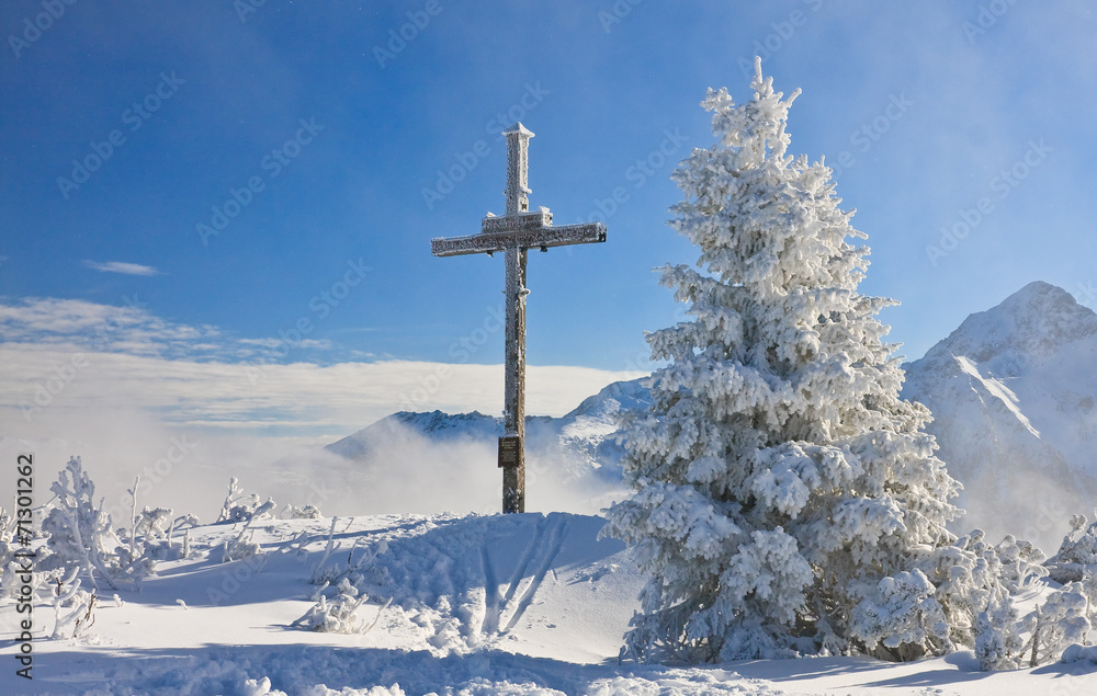 Worship the cross on the mountain. Schladming. Austria