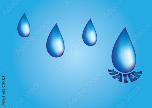 Big Blue Water Droplets Vector Cartoon