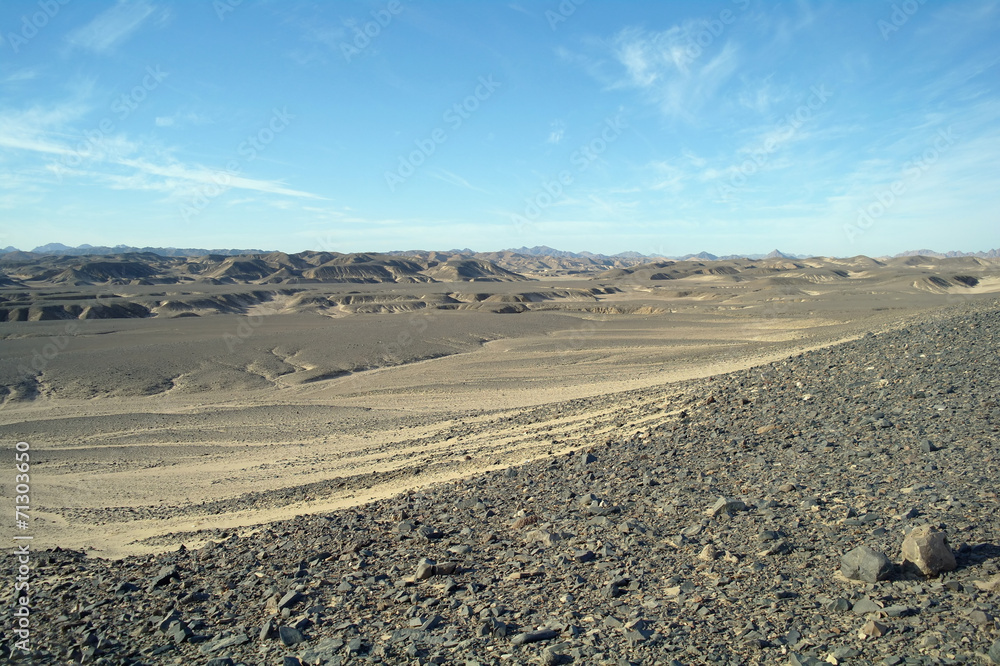 Egyptian desert  and blue sky.