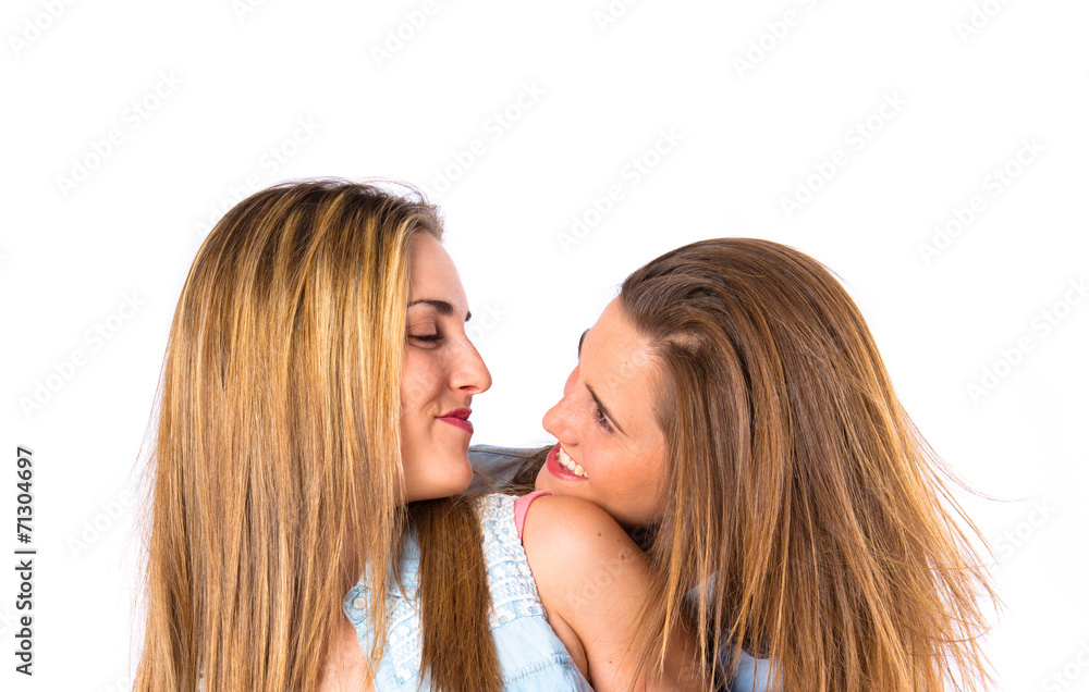 Friends over isolated white background