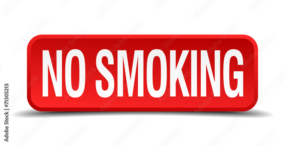 no smoking red 3d square button isolated on white no smoking red 3d square button isolated on white