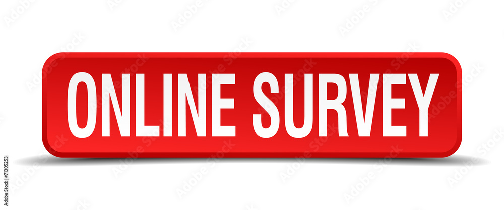 online survey red 3d square button isolated on white online survey red 3d square button isolated on white
