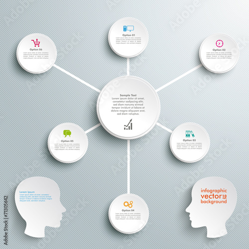 Flowchart 6 Connected Circles Stripes 2 heads