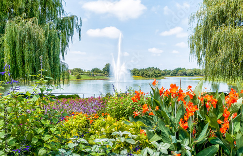 he fountain in the Chicago Botanic Garden, USA photo