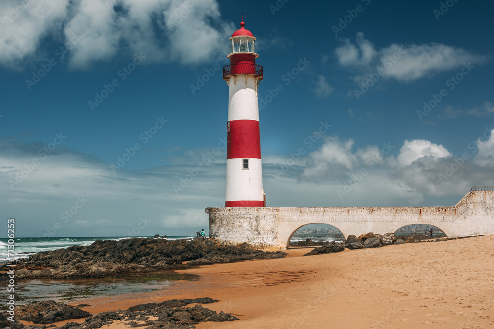Itapua lighthouse in Salvador, Brazil.
