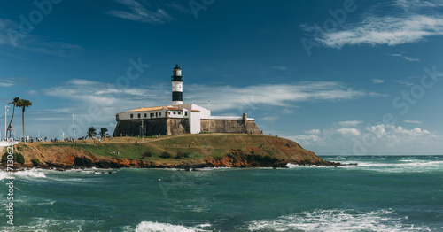 Fotografie View on Barra lighthouse in Salvador, Bahia, Brazil.