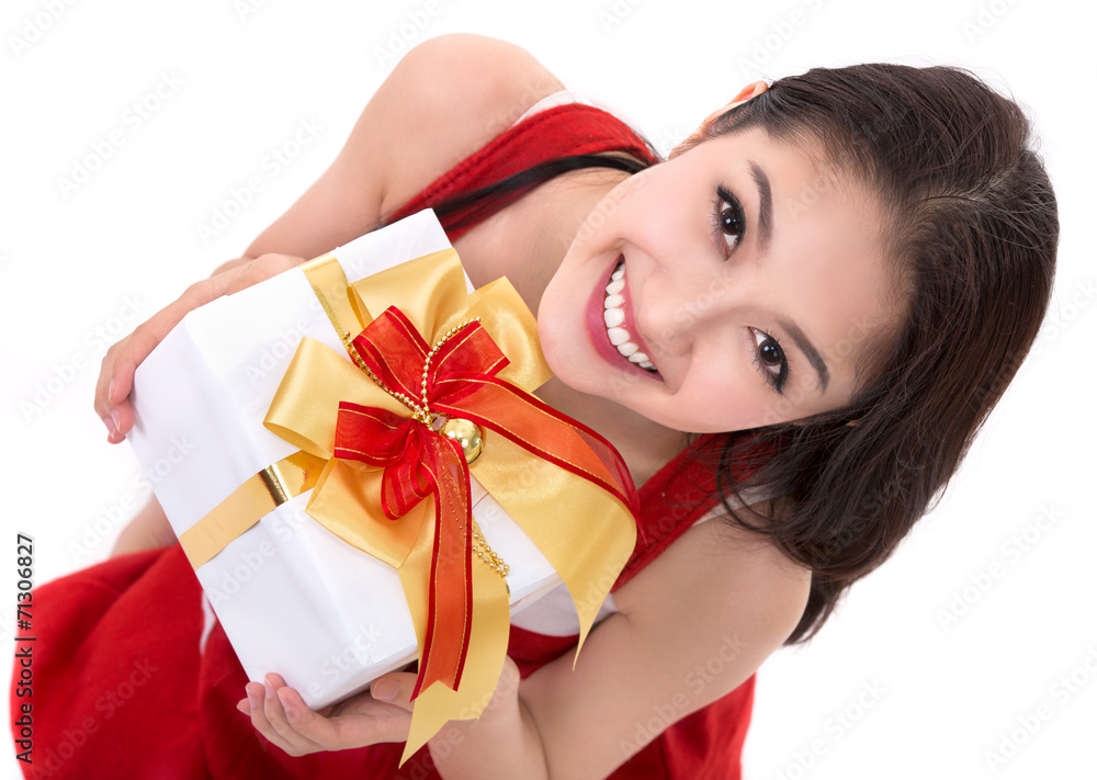 Beautiful Asia woman wear Santa Clause costume Beautiful Asia woman wear Santa Clause costume