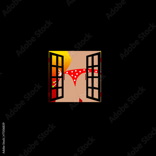 view on bikini from windov vector illustration photo