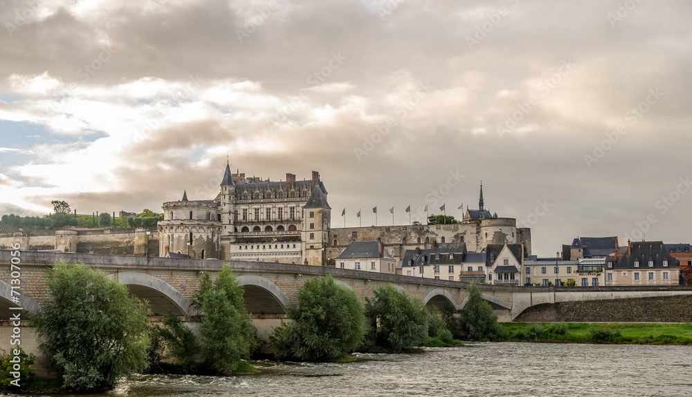 View of Amboise chateau with bridge