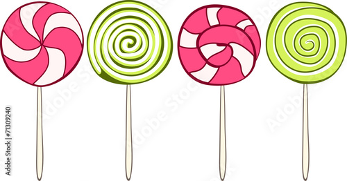 Set of colorful lollipops hand drawn style. Vector
