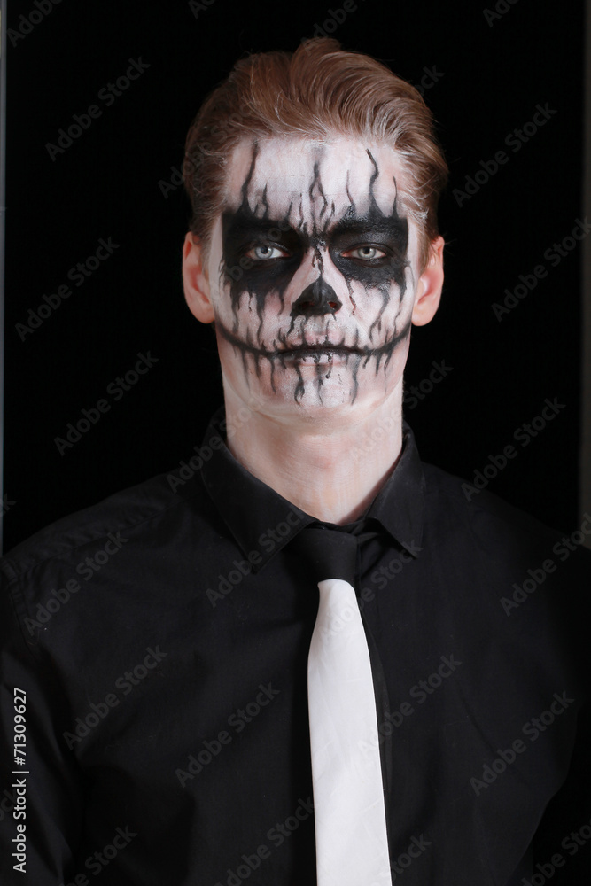 Portrait man with Halloween skull makeup. Halloween or horror th Stock  Photo | Adobe Stock