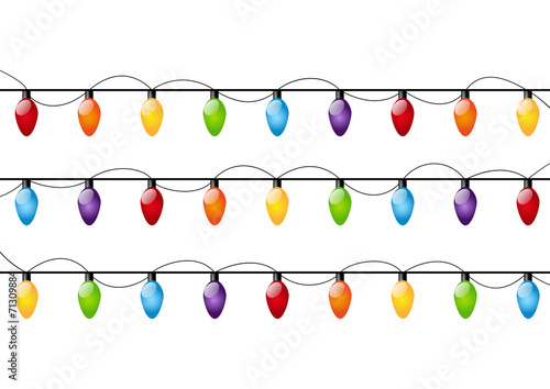 Color Christmas light bulbs on white