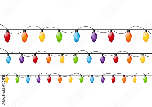 Color Christmas light bulbs on white