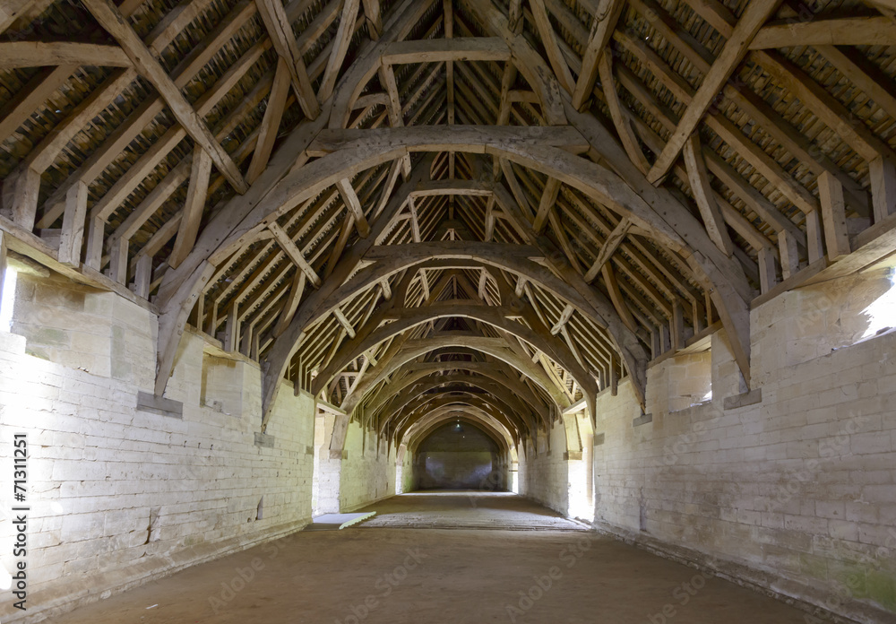 medieval barn interior, Bradford on Avon